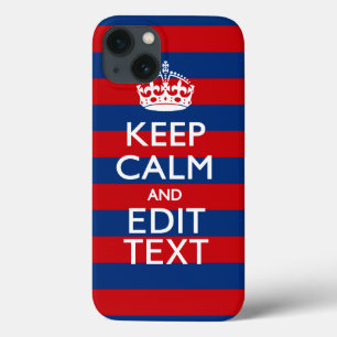 Etui iPhone 13 Stylé KEEP CALM et votre texte sur les bandes