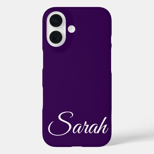 Coques Case-Mate iPhone Style moderne classique Customisé Nom foncé violet (Verso)