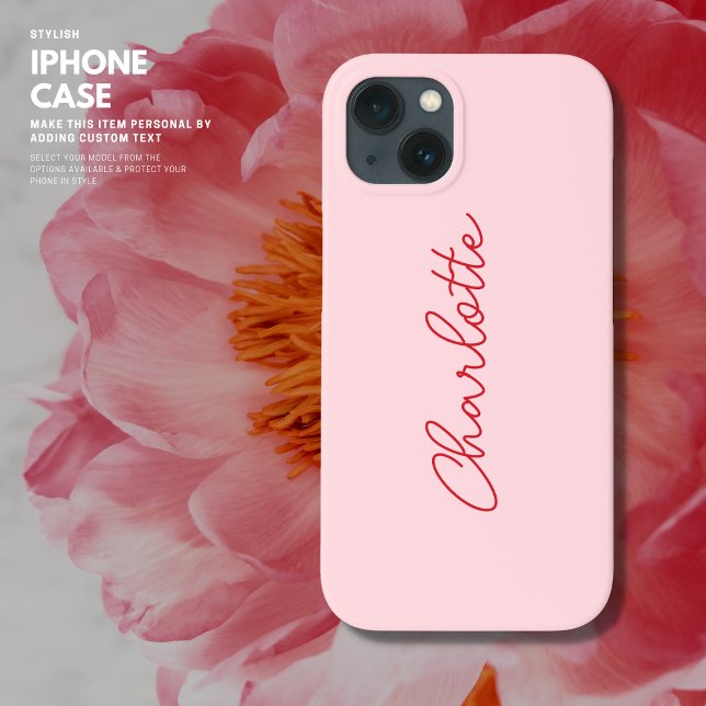 Coques Case-Mate iPhone Style moderne rose et rouge Script (Créateur téléchargé)