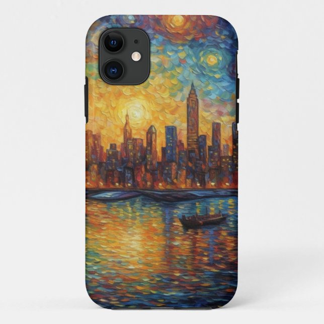 Coques Case-Mate iPhone Style New York City Skyline van Gogh (Dos)
