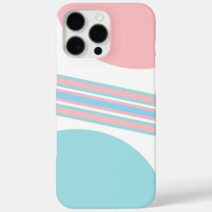 Coque iPhone 16 Pro Max Style rose et bleu Abstrait bandes géométriques