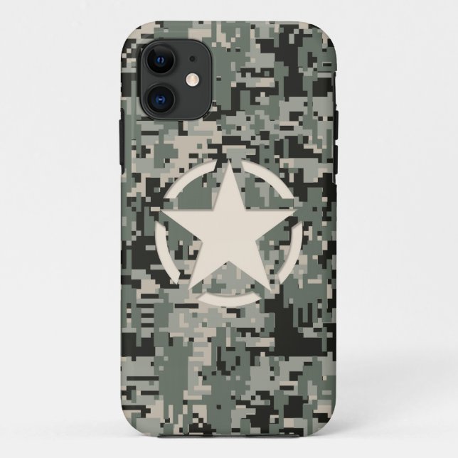 Coques Case-Mate iPhone Style stylo étoile Camouflage numérique kaki (Dos)