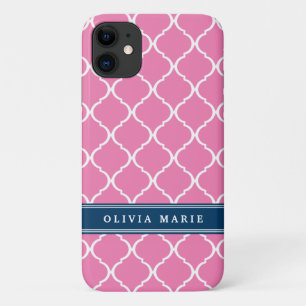 Case-Mate iPhone Case Stylé Trellis rose Motif Marine bleu plaque d'iden