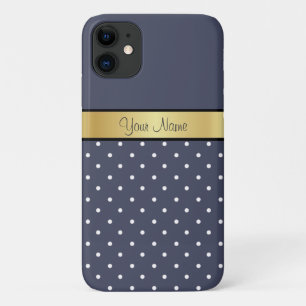 Coque Case-Mate iPhone Style unique Points Bleus & Blancs Delft, Ruban Or