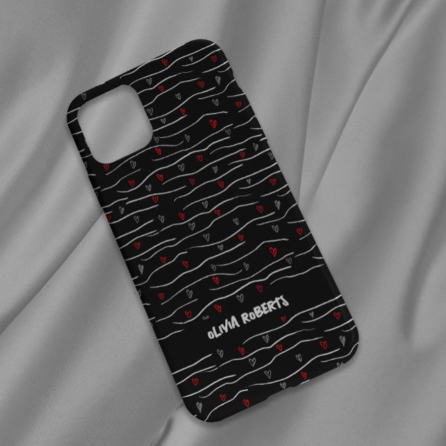 Coques Case-Mate iPhone Style White Chalk Hearts Lignes Motif Personali (Créateur téléchargé)