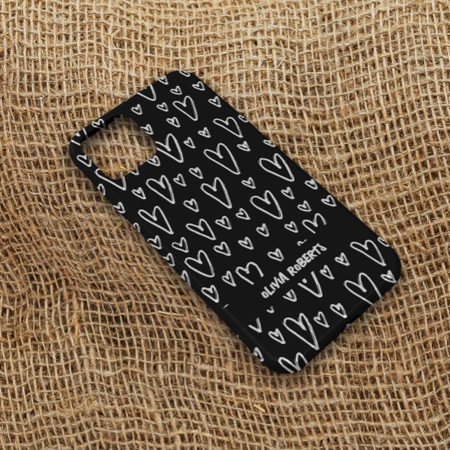 Coques Case-Mate iPhone Style White Chalk Hearts Motif Personnalisé (Créateur téléchargé)