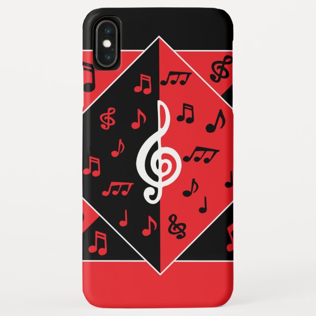 Coques Case-Mate iPhone Stylish Art déco Music Notes Red White (Dos)
