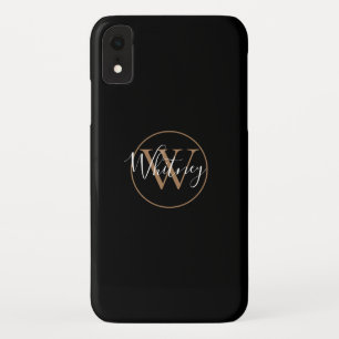 Case-Mate iPhone Case Stylish Black Gold White Script Monogram Nom  