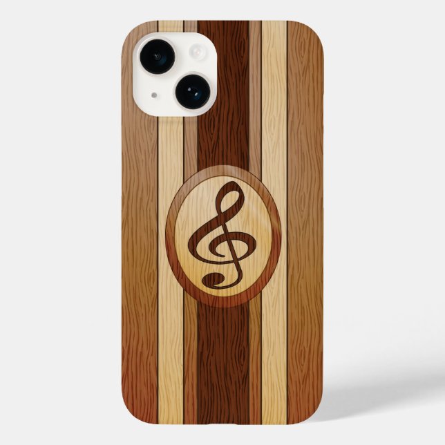 Coques Case-Mate iPhone Stylish Faux Wood Treble Clef Inlay (Verso)