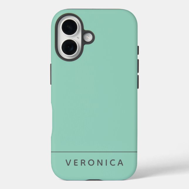 Coques Case-Mate iPhone Stylish Modern Mint Green Personalized Name  (Verso)