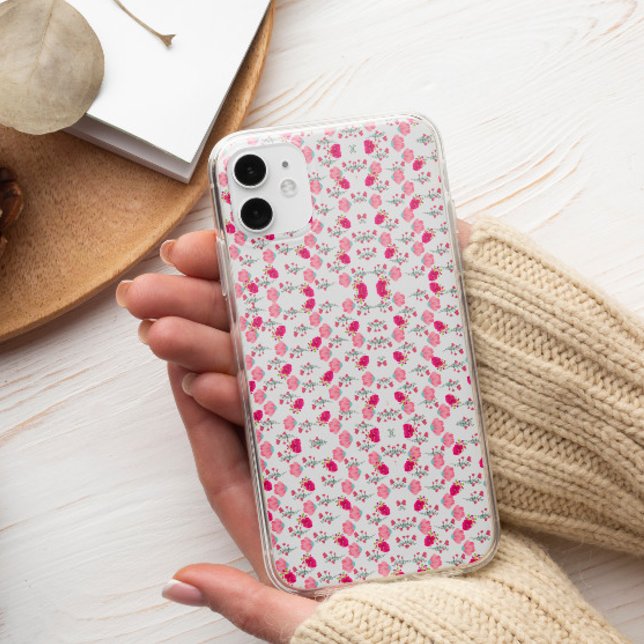 Coques Case-Mate iPhone Stylish rose rouge Fleurs Motif chic esthétique (Créateur téléchargé)