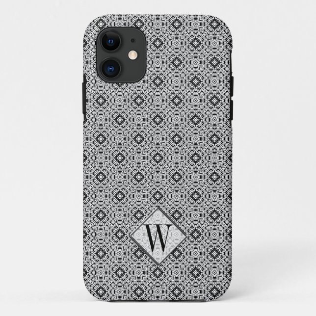 Coques Case-Mate iPhone Stylish Silver  Monogram Custom Phone Cases (Dos)