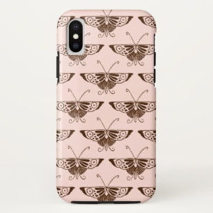Etui iPhone Case-Mate Stylized art Deco butterfly - chocolate and peach