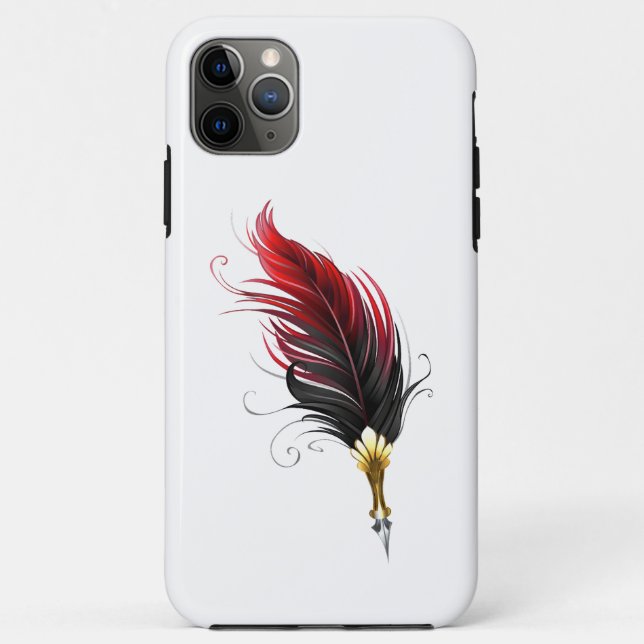 Coques Case-Mate iPhone Stylo rouge en plumes avec nib or (Dos)