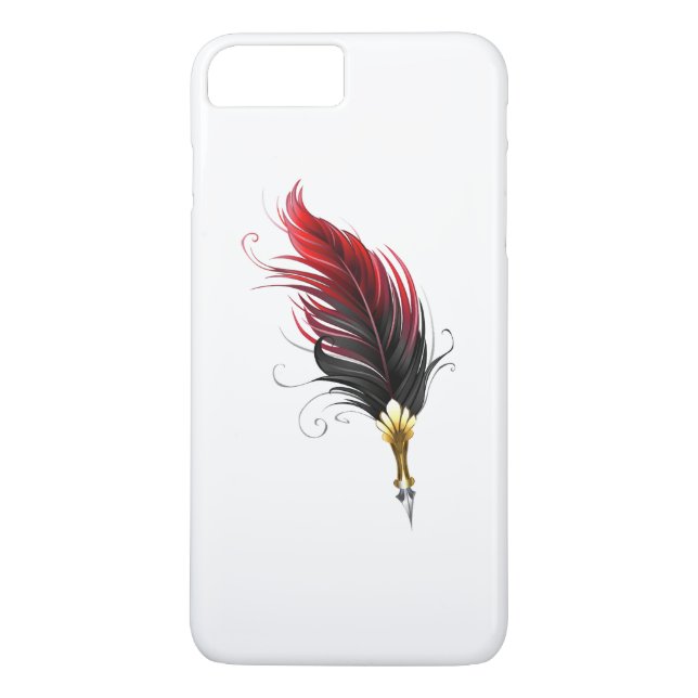 Coques Case-Mate iPhone Stylo rouge en plumes avec nib or (Dos)