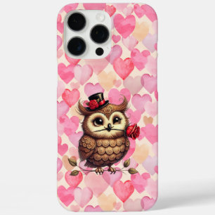 Coque iPhone 16 Pro Max Suave Owl aux coeurs colorés Saint Valentin