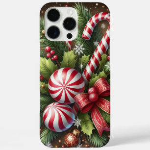 Coque iPhone 16 Pro Max Sucre de canne classique / menthe poivrée verdure