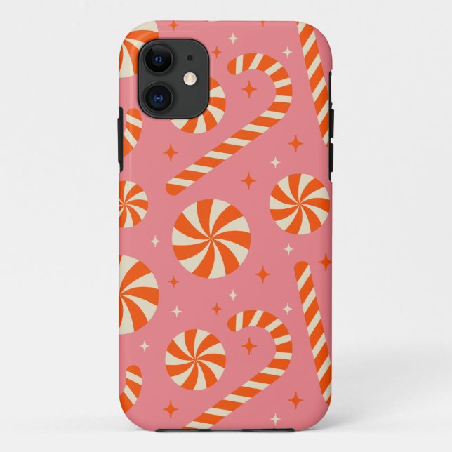 Coques Case-Mate iPhone Sucre de canne Noël rétro motif (Dos)