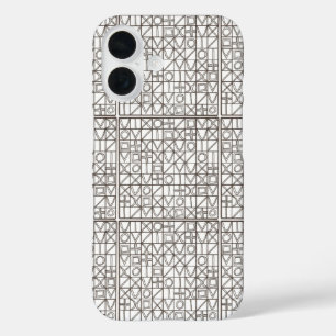 Coque Pour iPhone 16 Sudoku Motif géométrique bicolore et blanc