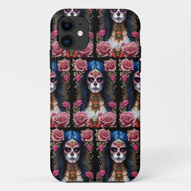 Coques Case-Mate iPhone Sugar Skull Art - Femme traditionnelle (Dos)