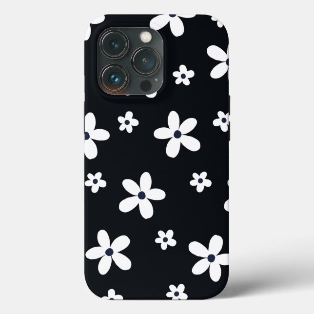 Coques Case-Mate iPhone Summer Boho Black White Daisy Flowers (Verso)