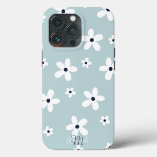 Case-Mate iPhone Case Summer Boho Blue White Daisy Flowers