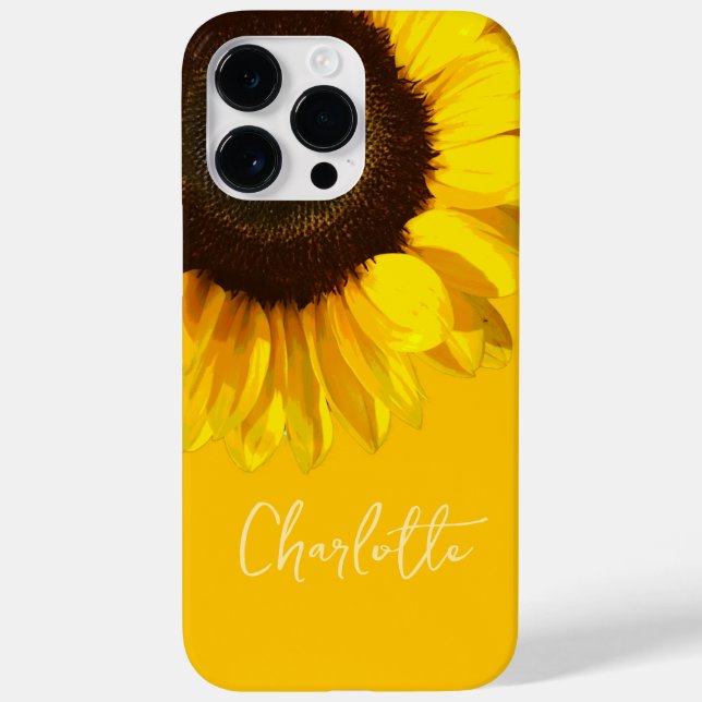 Coques Case-Mate iPhone Summertime Yellow Sunflower Nom personnalisable (Verso)