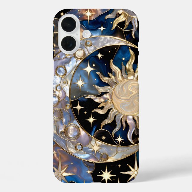 Coques Case-Mate iPhone Sun Moon iPhone Case Stained Glass Celestial Gold (Verso)