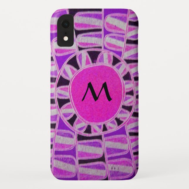 Coques Case-Mate iPhone SUN SOLAIRE ÉNERGIE MONOGRAM rose violet noir (Dos)