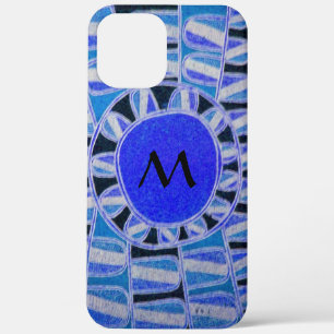 Coque Case-Mate iPhone SUN SOLAIRE ÉNERGIE MONOGRAMME Bleu Blanc Noir