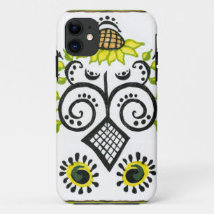 Coque iPhone 11 Sunflower Folk Motif par Alexandra Cook