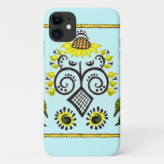 Coques Case-Mate iPhone Sunflower Folk Motif par Alexandra Cook (Dos)