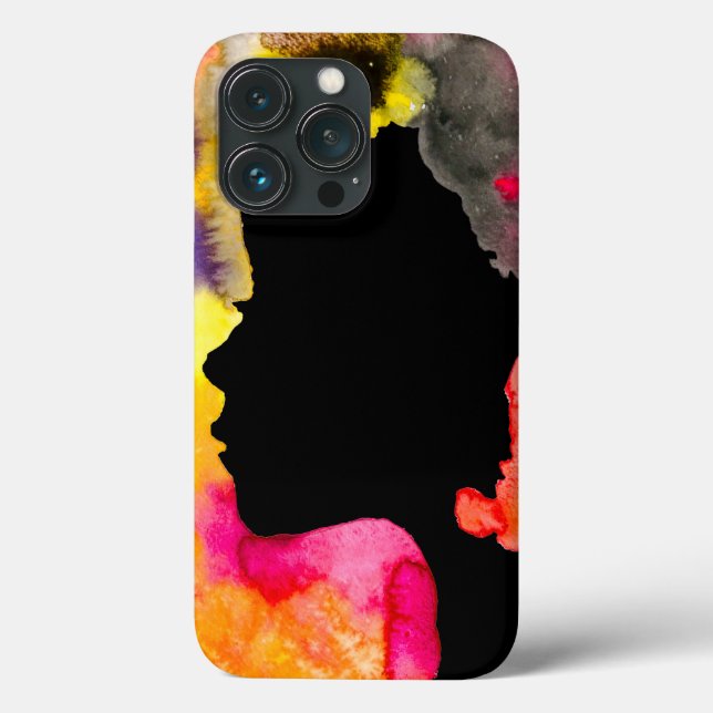 Coques Case-Mate iPhone Sunflower lady silhouette watercolor art (Verso)