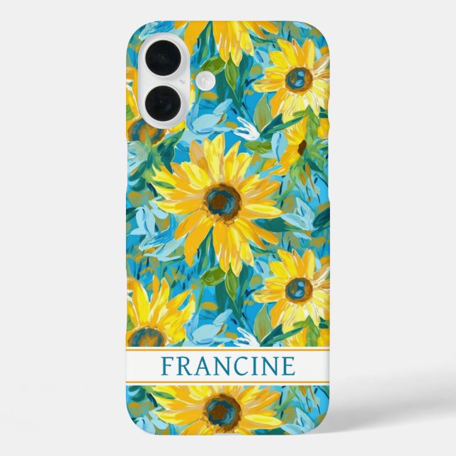 Coques Case-Mate iPhone Sunflower Painting Monogrammed (Verso)