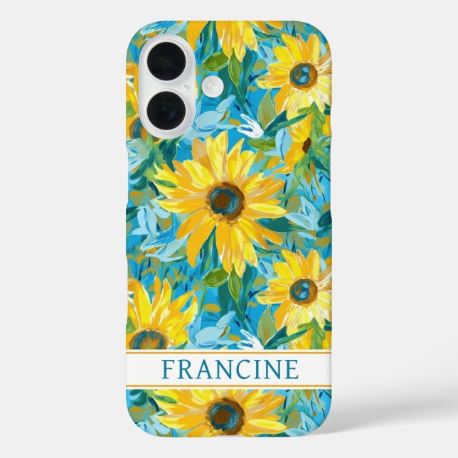 Coques Case-Mate iPhone Sunflower Painting Monogrammed (Verso)