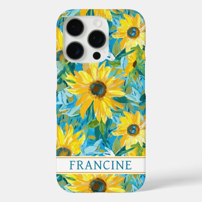 Coques Case-Mate iPhone Sunflower Painting Monogrammed (Verso)