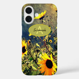 Coque Pour iPhone 16 Sunflowers Stormy Nuages Personnalisé Monogramme N