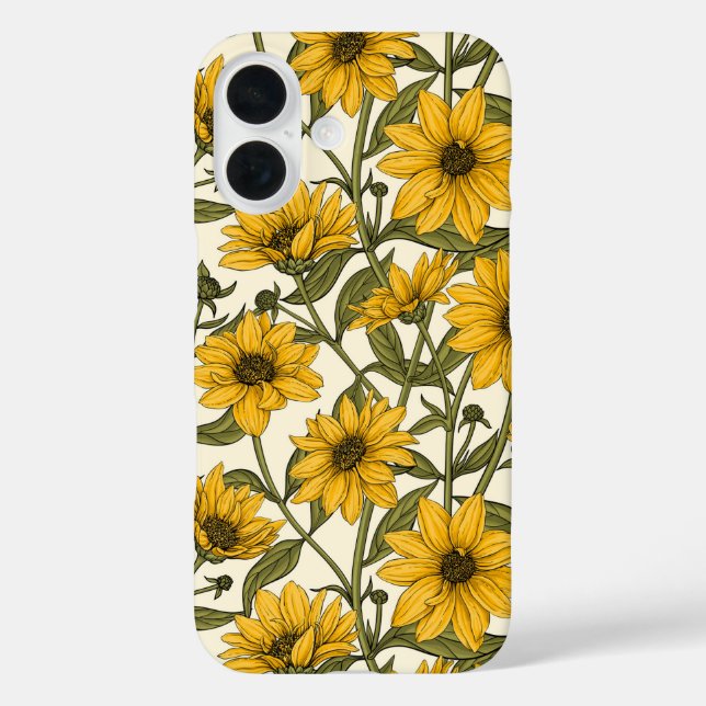 Coques Case-Mate iPhone Sunroot, tournesol sauvage sur blanc (Verso)