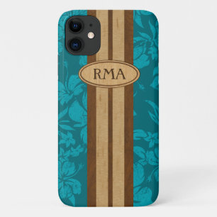 Case-Mate iPhone Case Sunset Beach Faux Wood Surboard Monogramme hawaïen
