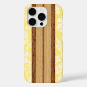 Coque iPhone 16 Pro Sunset Beach Faux Wood Surf board Hawaiian