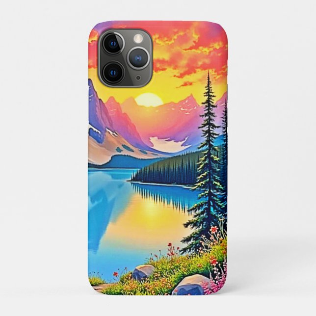 Coques Case-Mate iPhone Sunset Mountain Lake Majesty Art (Dos)