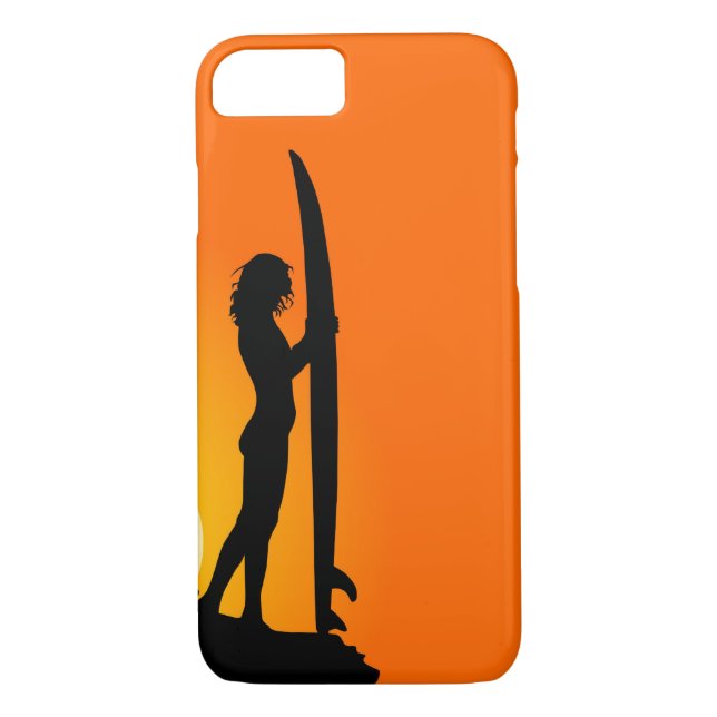 Coques Case-Mate iPhone Sunset Surfer Girl avec surf (Dos)