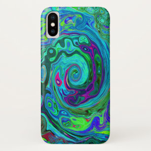 Case-Mate iPhone Case Super Abstrait Retro Green et Blue Swirl