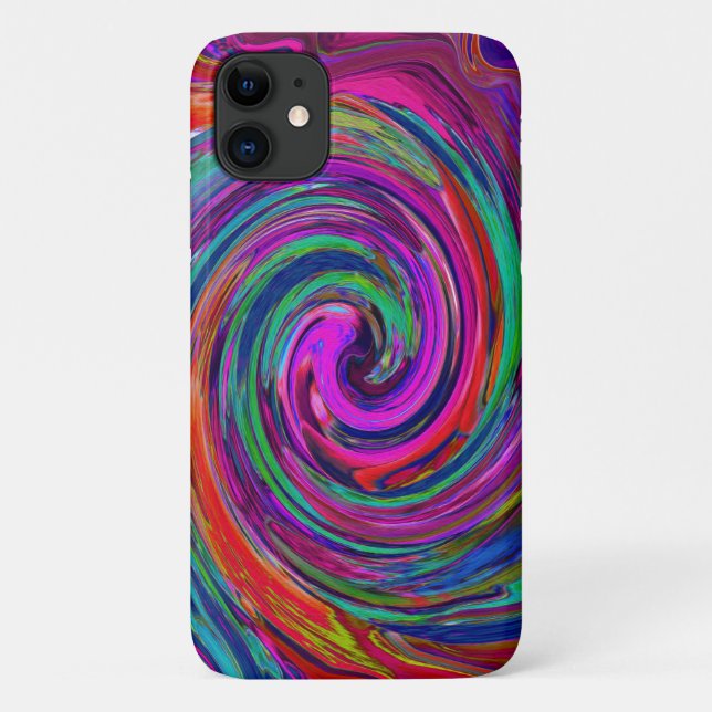 Coques Case-Mate iPhone Super Abstrait Retro Magenta Dark Rainbow Swirl (Dos)