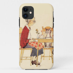Coque Case-Mate Pour iPhone Super Chat Vintage et femme assis pour le dîner