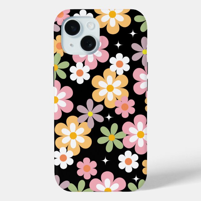 Coques Case-Mate iPhone Super Daisy Motif Noir (Verso)