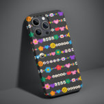 Coque Case-Mate iPhone Super Good Vibes Love Smile Perles rétro<br><div class="desc">Super Good Vibes Love Smile Retro Beads iPhone Cases dispose d'une variété de perles d'amitié avec texte tels que l'amour, la paix, heureux, sourire, bonnes vibrations et accentué avec des fleurs, papillons, coeurs, étoiles, yin et yang signes dans des couleurs vives. Cadeaux parfaits pour Noël, anniversaire, meilleurs amis, soeurs et...</div>