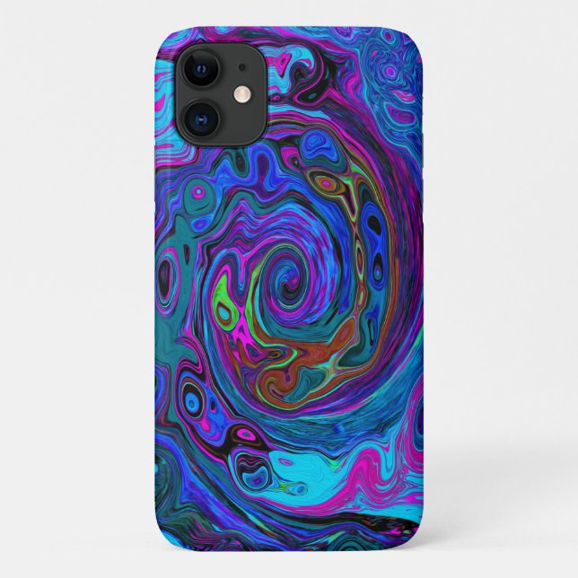 Coques Case-Mate iPhone Super Retro Blue et Purple Swirl Abstrait (Dos)