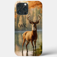 Superbe 12 Point Buck Eaux d'automne Monogramme