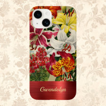 Superbes Lys Vintages rouge et or avec Monogramme